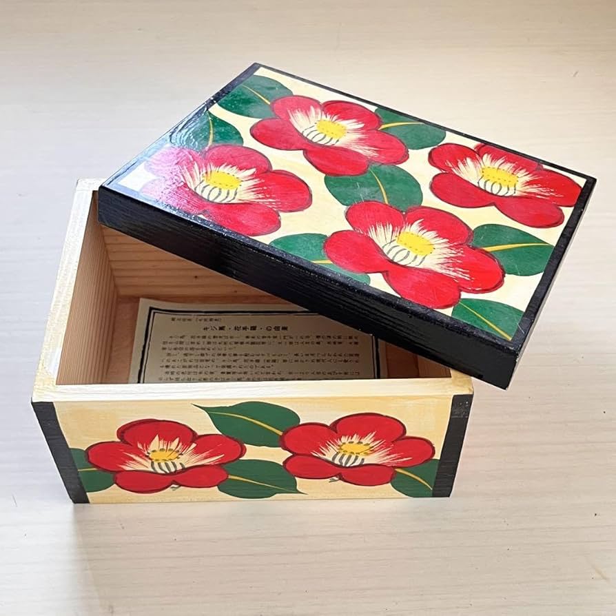 ハンドメイド 木彫り 収納ボックス 椿 お花 ハンドメイド 木彫り 収納ボックス 椿 お花 ハンドメイド 木彫り